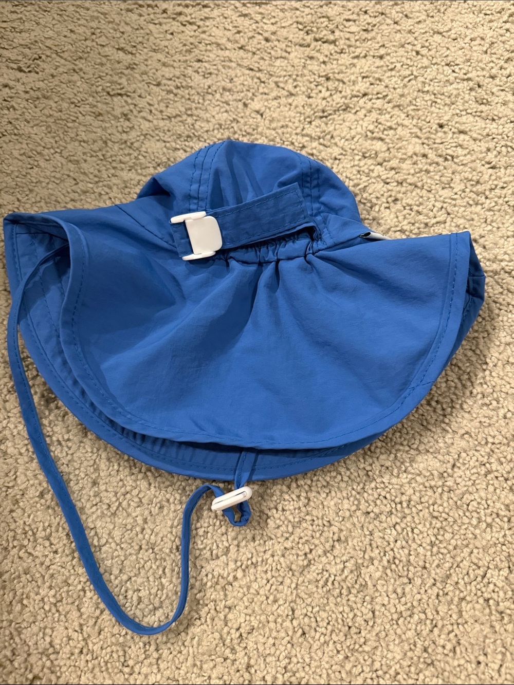 Toddler Blue Sun Bucket Hat with Chin Strap